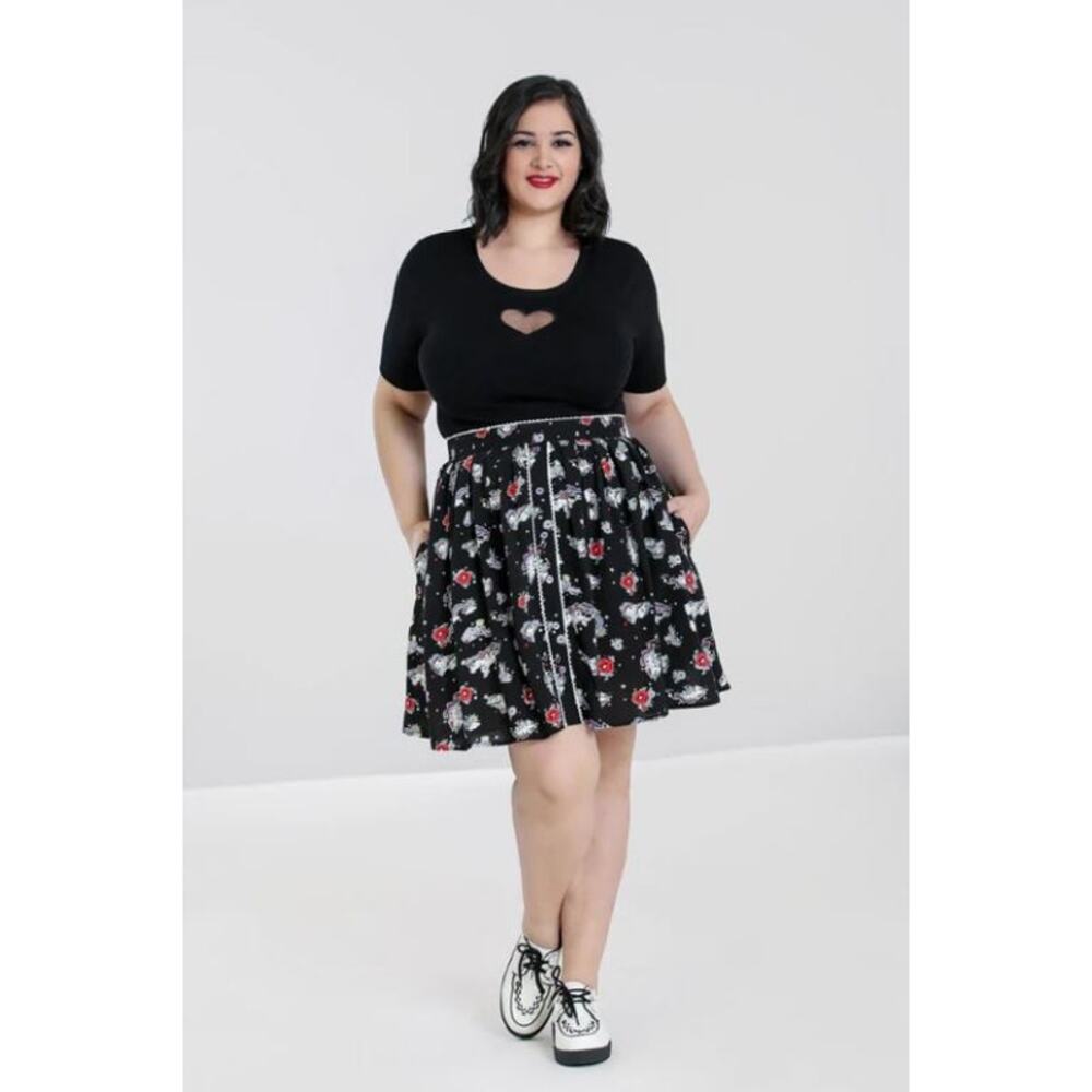 NWT Hell Bunny Womens Star Catcher Mini Skirt Black Unicorn Rainbow Print Size S